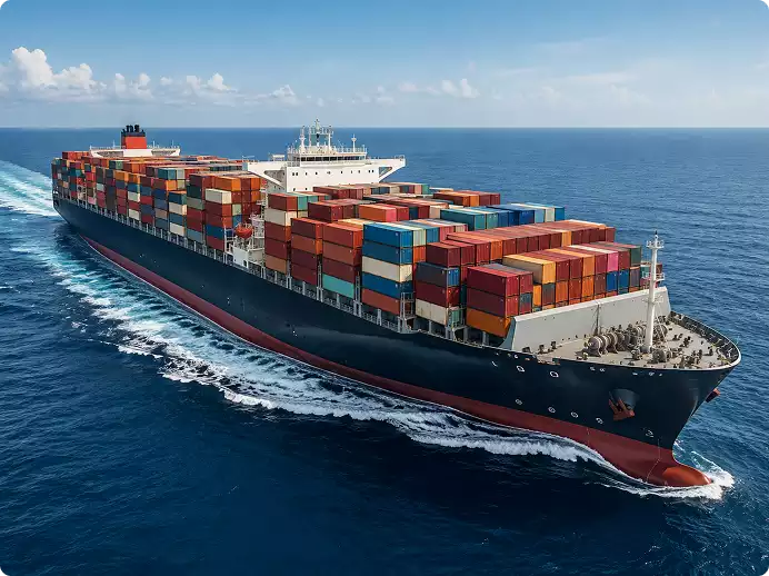 A commercial ship passing through maritime waters